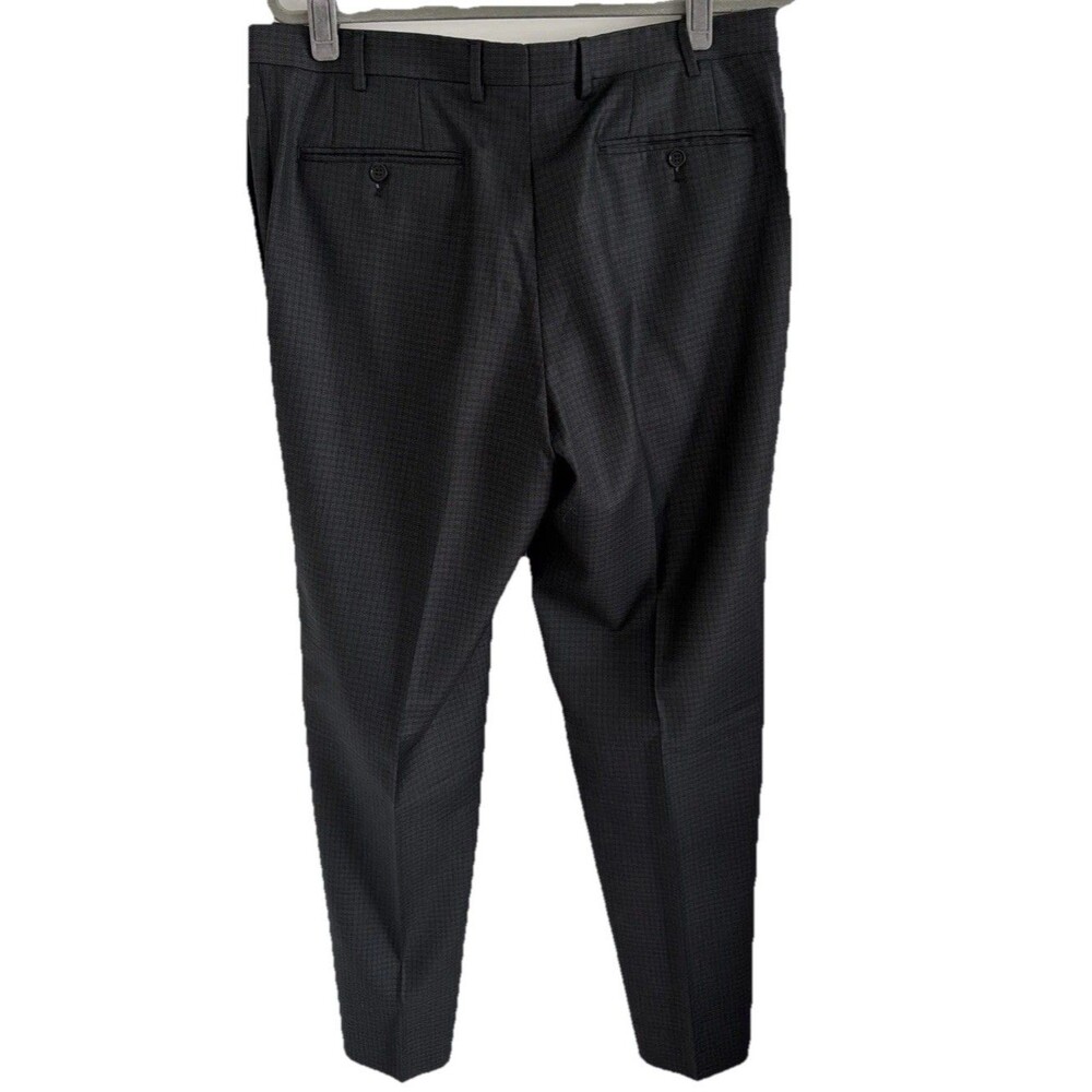 Canali Mens 35x32 IT 52 100% Wool Dress Pants Gray Check Flat Front Made N Italy - Picture 4 of 16